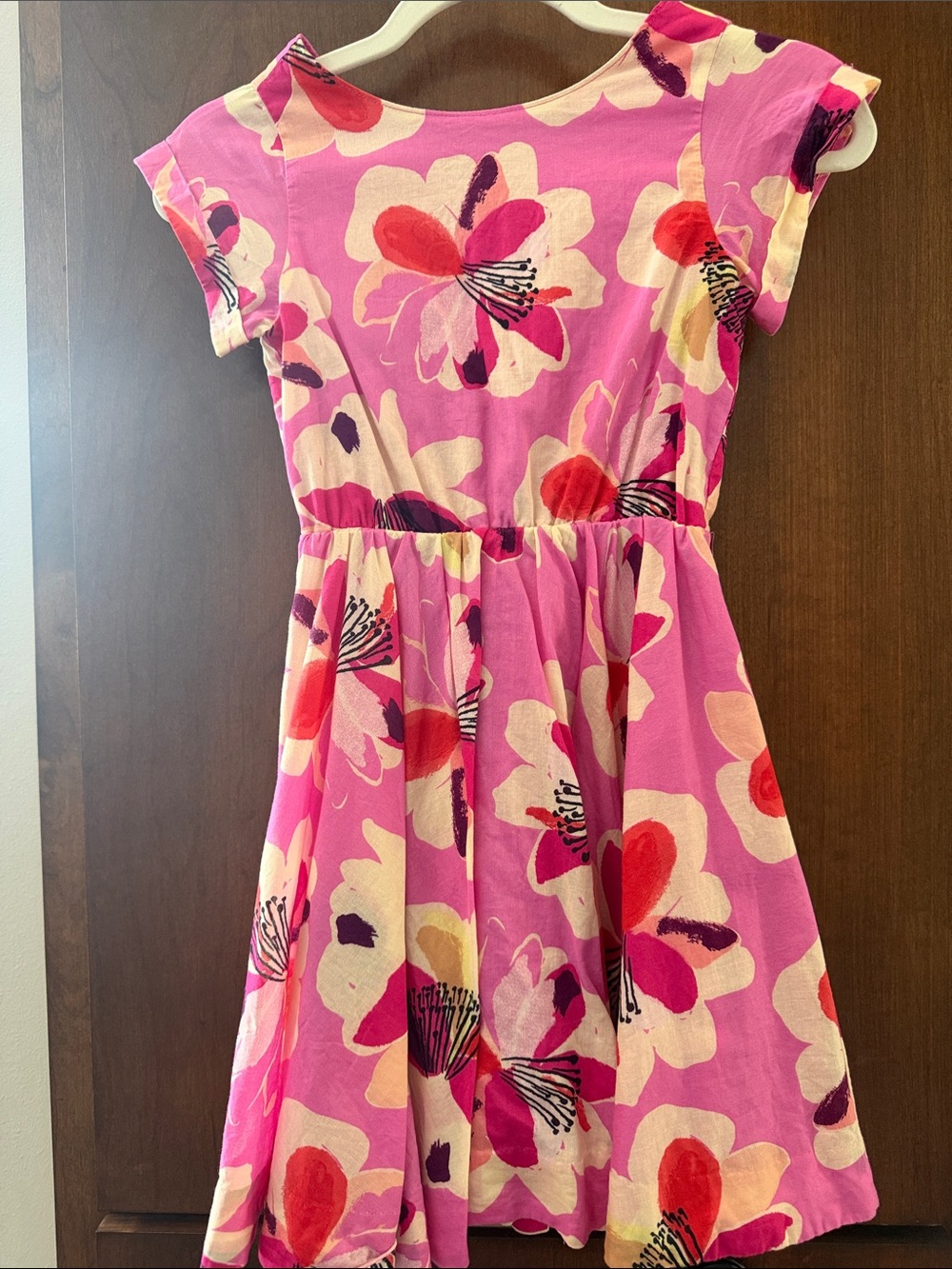 Tea Collection Pink Floral Cap-Sleeve Cotton Dress